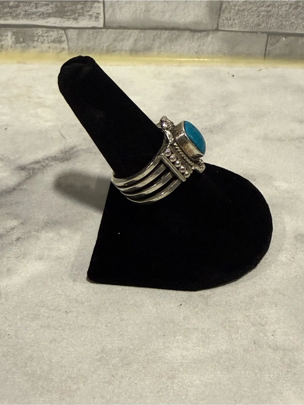 Sterling Silver Turquoise Statement Ring - size 8.5